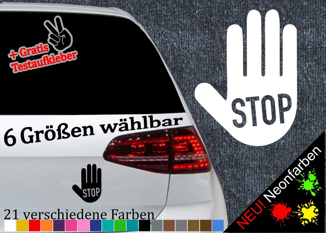 Stop Aufkleber Halt Sticker 6 Größen Warnung Gefahr Stehen bleiben Hand