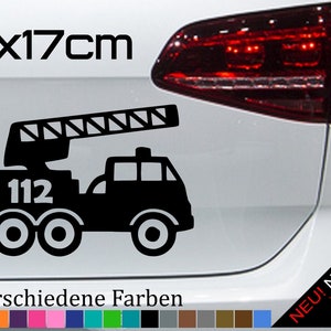 Fire Truck Sticker FFW Ladder Fire 112 Sticker Fire Firefighter 17 x 12 cm in 21 colors