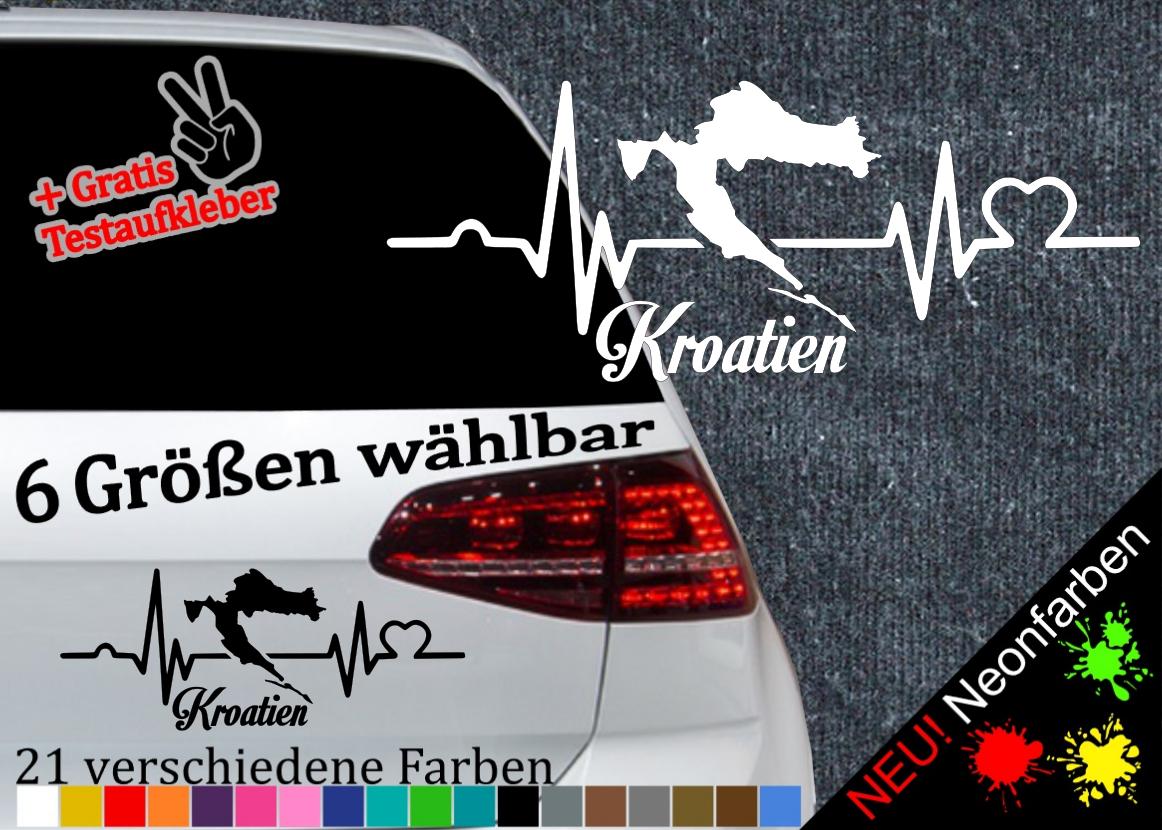 Heartbeat Croatia Sticker -6 Sizes 21 Colors- Zagreb Holiday Adriatic Hrvatska