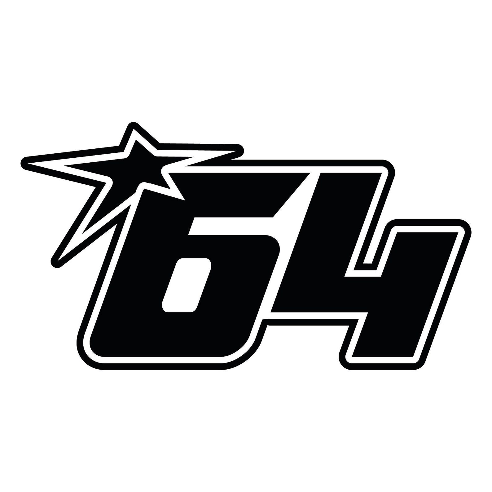 Basic 64 Number Racing Start Number 64 Sticker Race Sticker Star Star JDM Car Bike Decal Vinyl ...
