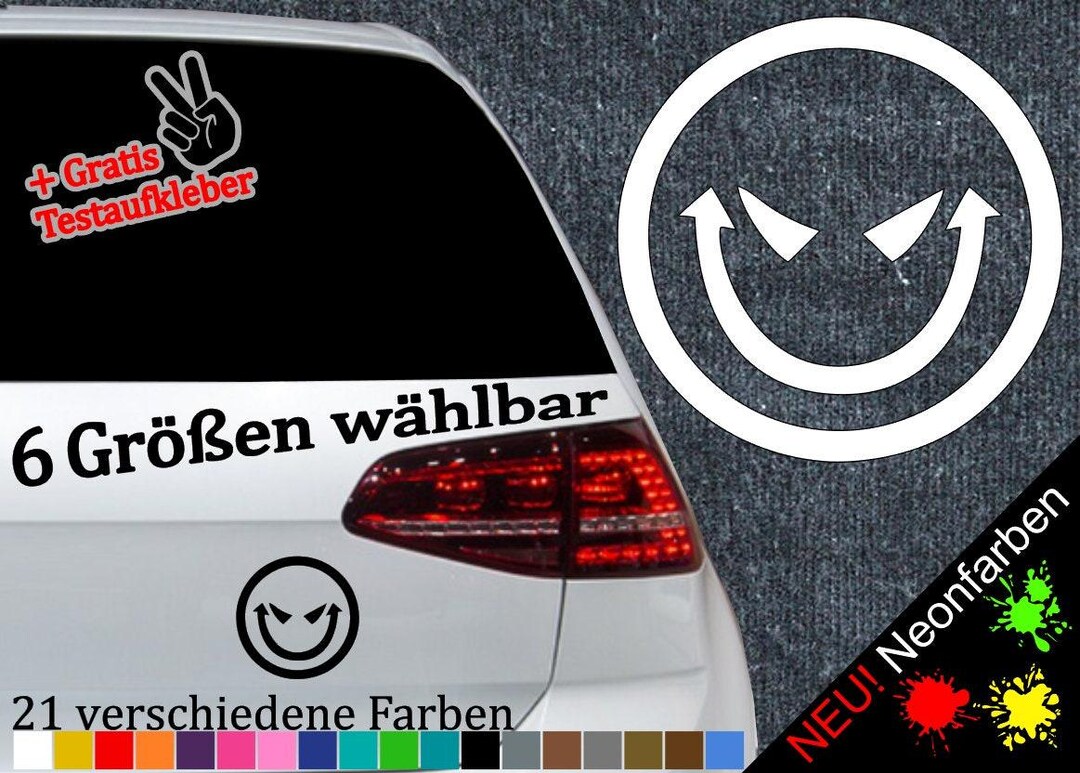 Smiley Aufkleber böse lachend Bad Emoji Sticker Fun JDM Decal Emotchi ...