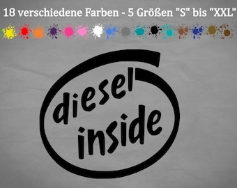 May include: Black and white graphic design of a circle with the text "diesel inside" in a stylized font.