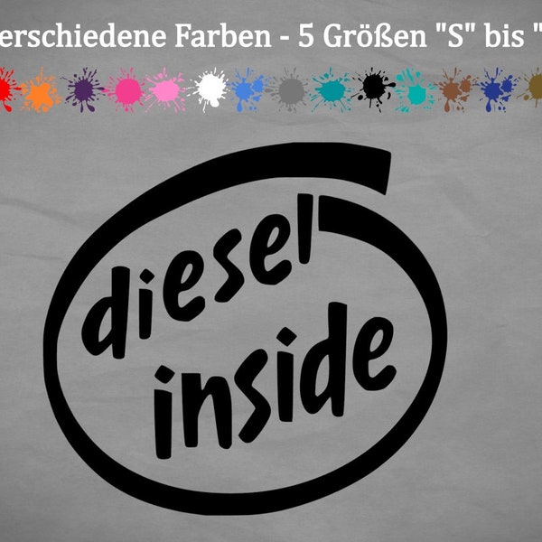 DIESEL inside sticker fine dust Dieselgate tank lid exhaust 18 colors 5 sizes