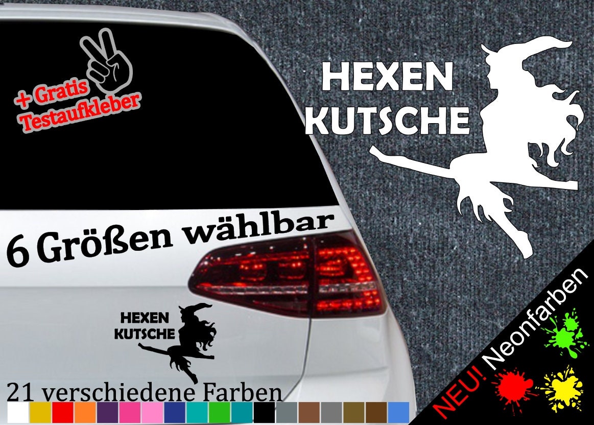 Motorhauben Aufkleber Auto Hexe Besen Fledermaus Tattoo Sticker Lack & Glas  - Der Dekor Aufkleber Shop
