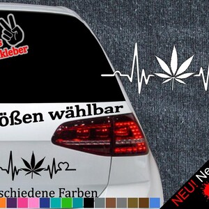 Heartbeat Cannabis Leaf Sticker Reefer Mary Jane Glue 420 Smoke JDM