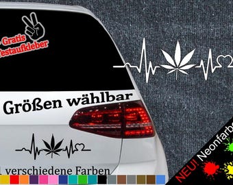 Heartbeat Cannabis Leaf Sticker Reefer Mary Jane Glue 420 Smoke JDM