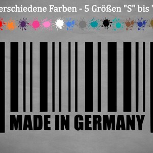 Könnte beinhalten: Schwarz-weißer Barcode mit dem Text "MADE IN GERMANY" darunter. Der Barcode ist ein gängiges Symbol zur Produktidentifizierung.