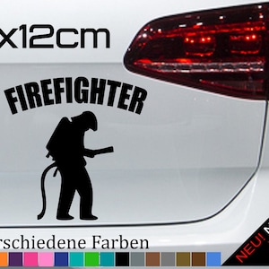 Firefighter Sticker Extinguish Fire Brigade Man Sticker Volunteer FFW JDM 12 x 12 cm in 21 colors