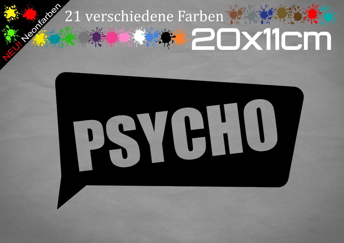 Psycho Text Sticker PSYCHO Sticker Sticker Bubble Hater Shocker Psychopath Institution FUN ...