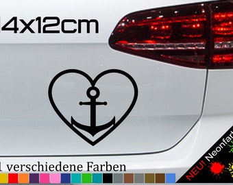 Sailor Sticker Anchor Heart Ship Sailing North Sea Baltic Sea Sticker JDM 14 x 12 cm in 21 colors