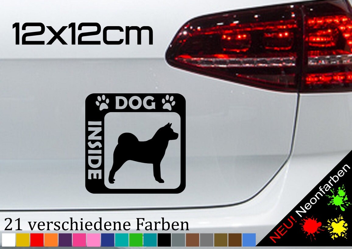 Akita Inside Sticker Dog in trunk Dog FCI Hound Sticker JDM 12 x 12 cm in 21 colors