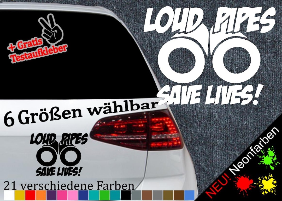 Loud Pipes Sticker -6 Sizes 21 Colors- Lives Exhaust Tuning Sound Bike ...