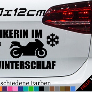 Biker in hibernation Sticker Motorcycle Woman Bike Cruising Slogan JDM 20 x 12 cm in 21 colors