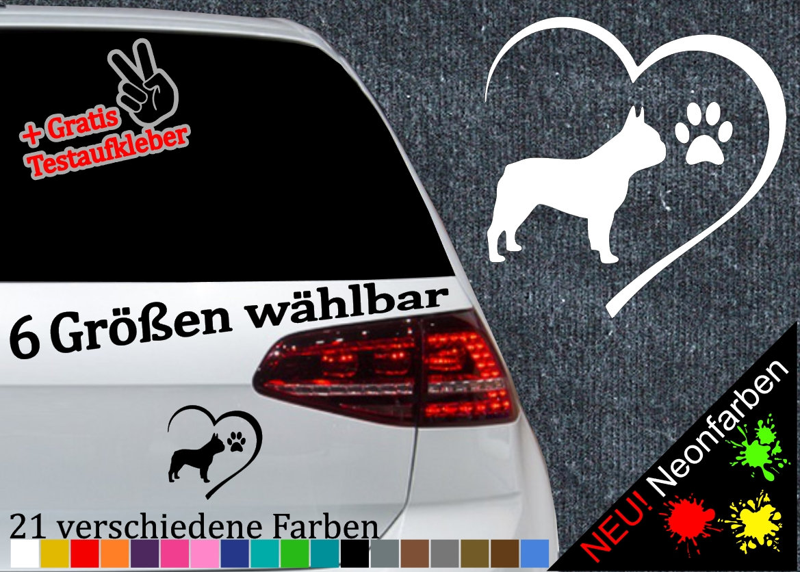 Aufkleber #80132 'Aholic Dog' – Französische Bulldogge, 2 Stück, Glänzendes Vinyl, Für Auto & Laptop