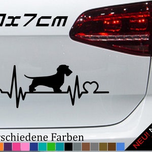 Heartbeat Dachshund Sticker Dachshund Rauhhaar Weiner Hunting Breed Foot Horn 20 x 7 cm in 21 colors