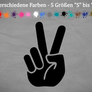 以下が含まれることがあります： 黒いピースサインの手のジェスチャーのグラフィック。SからXXLまでの18色と5サイズ