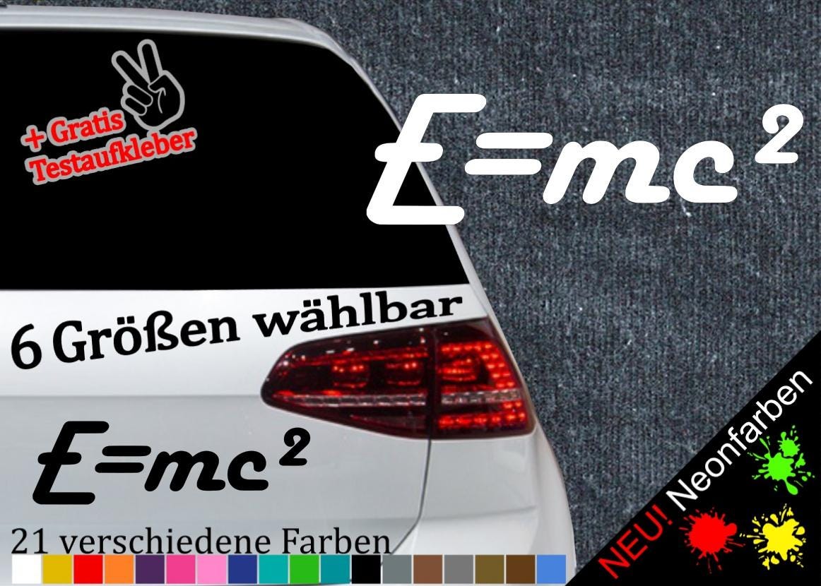 E=mc2 Sticker -6 Sizes 21 Colors- Einstein Physics World Formula ...