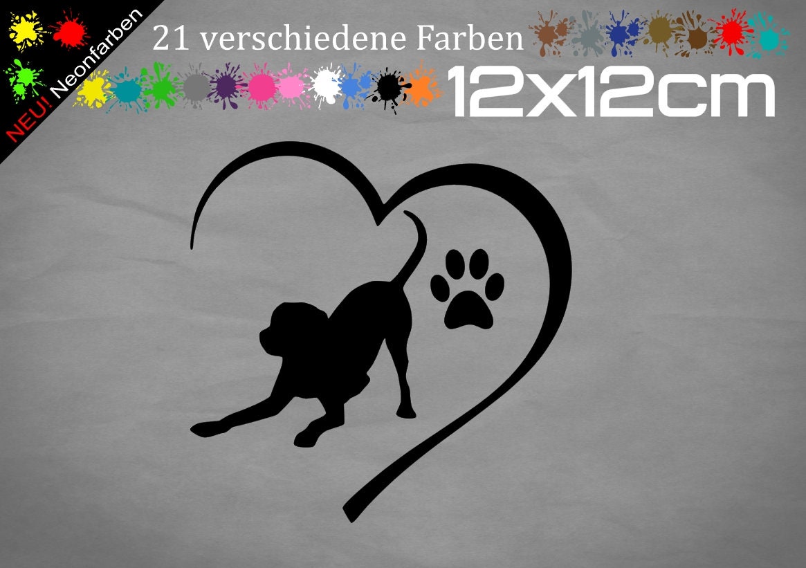 Labrador Herz-Aufkleber (20x20 Cm, Schwarz) | Konturschnitt, ORACAL-Folie, Wasserfest & UV-beständig, Made In Germany