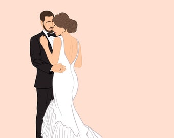 SIMPLE Custom Digital Wedding Illustration, Digital Portrait, Illustration from Photo, Wedding Portrait, Digital Download, Faceless Art