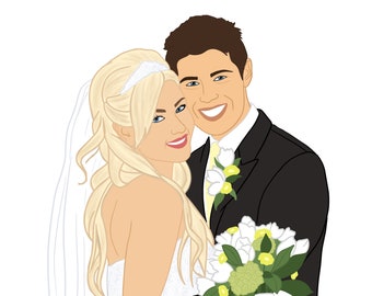 Personalisierte digitale Hochzeitsillustration, Digitales Portrait, Illustration vom Foto, Hochzeitsportrait, digitaler Download, benutzerdefinierte Kunst