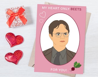 Dwight Schrute Valentines Card, Funny, Romantic Greeting, The Office, My heart beets for you, INSTANT DOWNLOAD