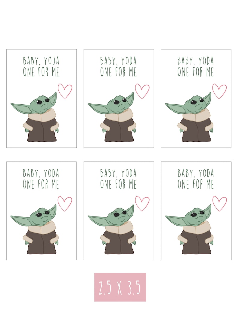 Baby Yoda One for Me Baby Yoda Valentine Printable Etsy