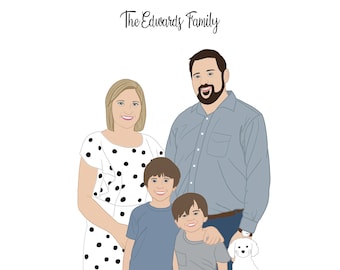 Custom Family Portrait Illustration, Custom Portrait of Family, Custom Family Illustration, Digital Family Portrait