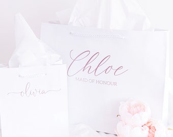 Bridesmaids Gift Bag Personalised, Wedding Gift Bag, Personalised Gift Bag, Small Gift Bag, Personalised White Bridesmaid Bag