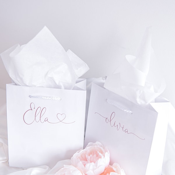 Bridesmaids Gift Bag Personalised, Wedding Gift Bag, Personalised Gift Bag, Small Gift Bag, Personalised White Bridesmaid Bag