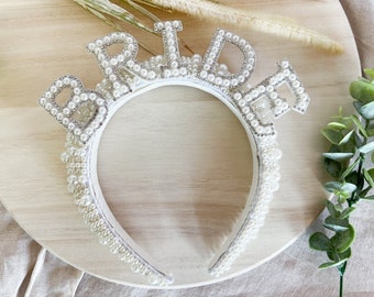 Bride To Be Headband, Bride Pearl Headband, Hen Party Accessories, Bride to Be Crown, Bridal Shower Gift