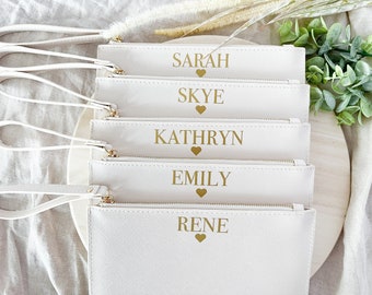 Personalised Clutch Bag, Bridesmaid Gift, Personalised Bridesmaid Gift, Bridesmaid Pouch, White Gold Pouch, Bridesmaid Proposal