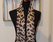 Cheetah Coat Scarf, Animal Print Scarf, Light Coat Scarf, Black Brown Scarf, Fringed Cheetah Scarf, Neck Scarf, Gift Idea, Scarf Collector