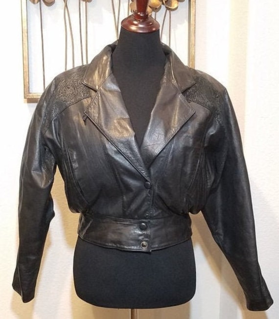 Byrnes & Baker Leather Jacket, Vintage Cropped Lea