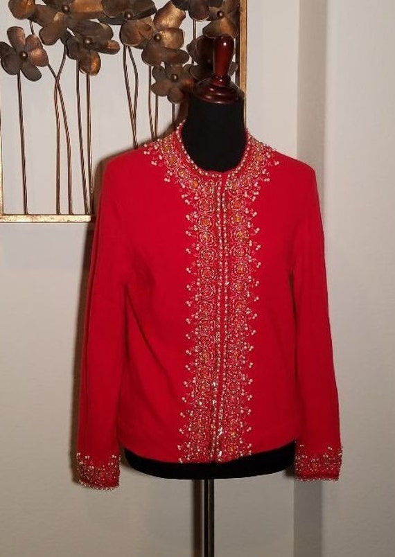 Vintage Red Cardigan, Cardigan Sweater, Vintage Cl