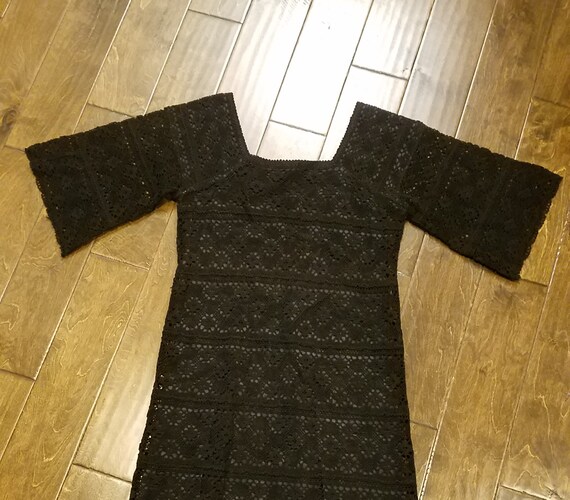 Vintage Black Lace Overlay Dress, Vintage Lace Eve
