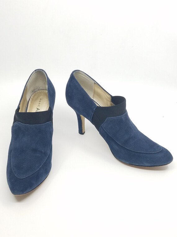 Vintage Anne Klein, Blue Suede Booties, Vintage H