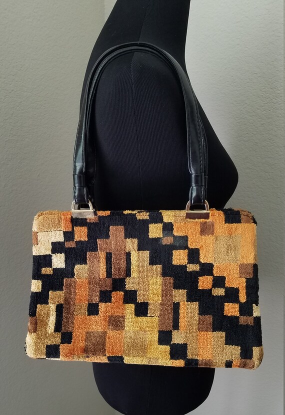 Vintage Carpet Handbag, Vintage Textile Handbag, K