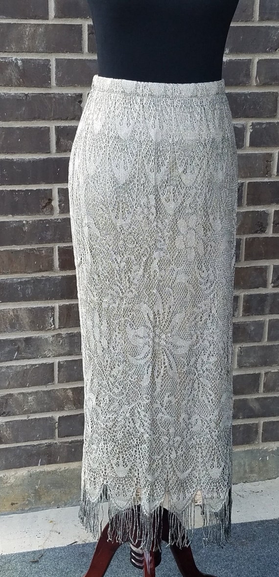 Vintage Gold Metallic Fringe Lace Skirt, Vintage K