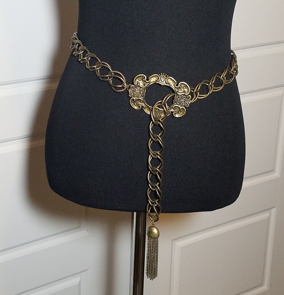 Vintage Chain Belt, Vintage Tasseled Belt, Metal C