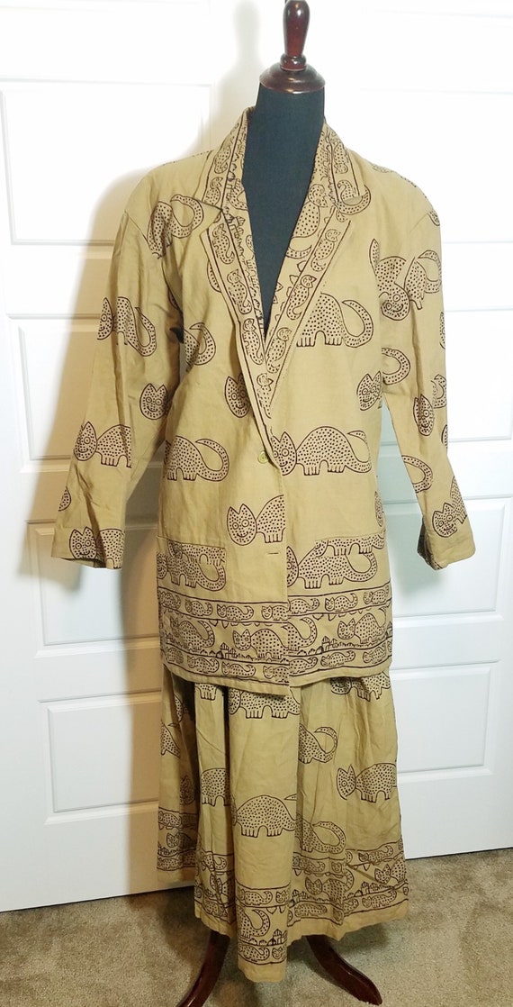 Vintage Cotton Cat Skirt Suit, Cotton Suit, Cotton