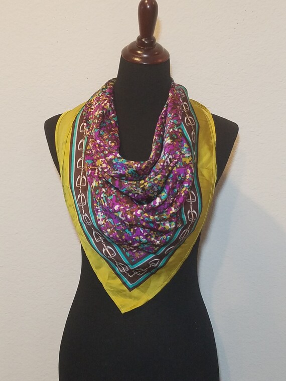 Large Silk Scarf,Silk Scarf, Riding Stirrup Boarde