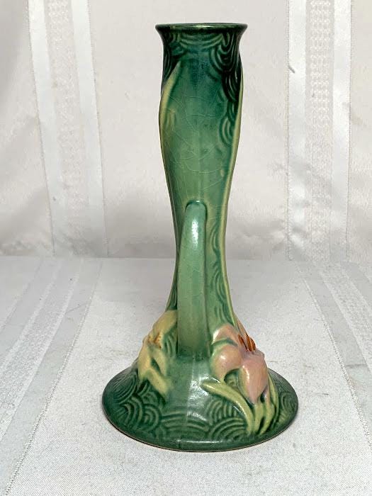 Roseville Pottery, Zephyr Lily, Green Flower Bud Vase, Nice Colors