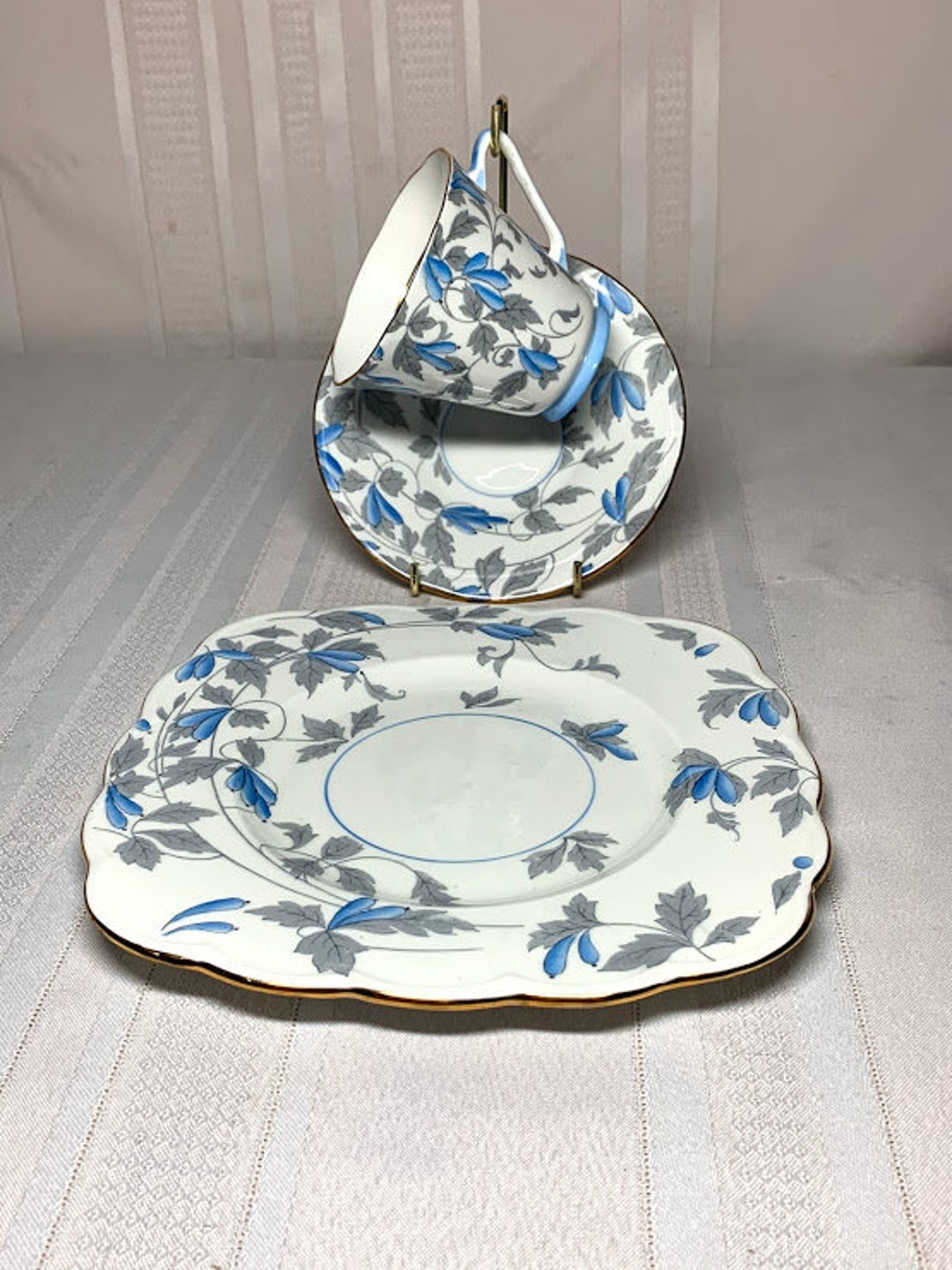 Tasse à café thé 3 pièces vintage Denby ECHO BLUE années 70