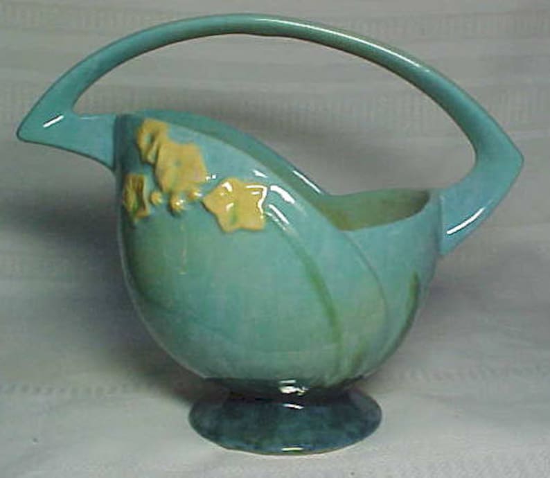 Roseville Pottery Wincraft Very Lovely Blue Basket Etsy