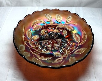 Millersburg, Carnival Glass, Hanging Cherries, Amethyst ICS 10 Inch Bowl, Nice