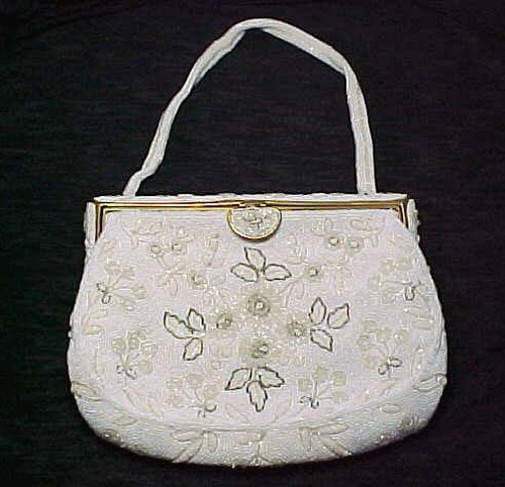 Bags by Josef, Vintage Floral Beaded Evening Bag, Purse