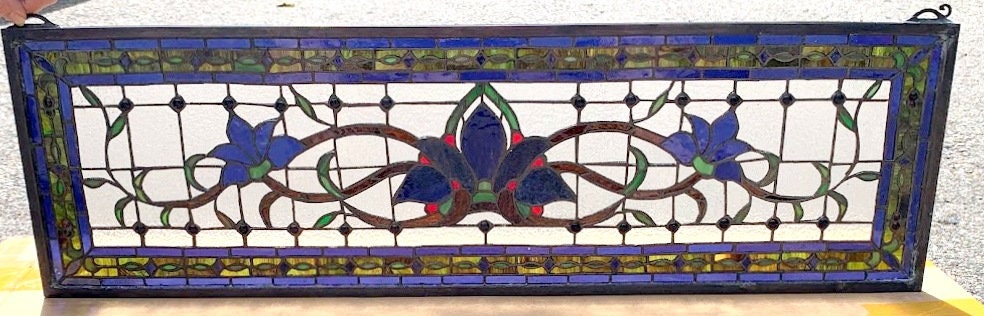 Fairy Tale Transom Stained and Leaded Glass Window, Victorian Flair