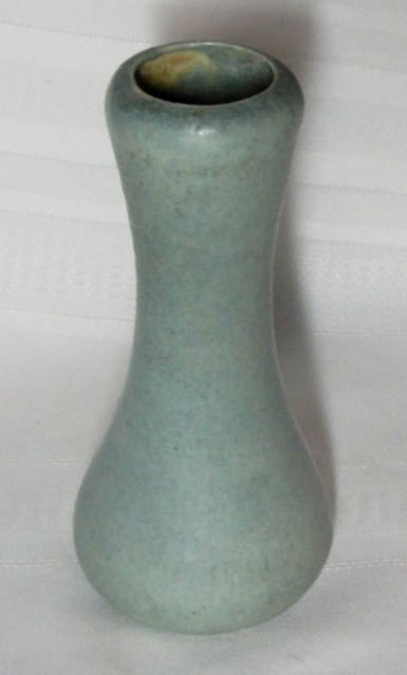 Grueby Pottery Corseted Bud Vase Blue Gray Oatmeal Textured Etsy