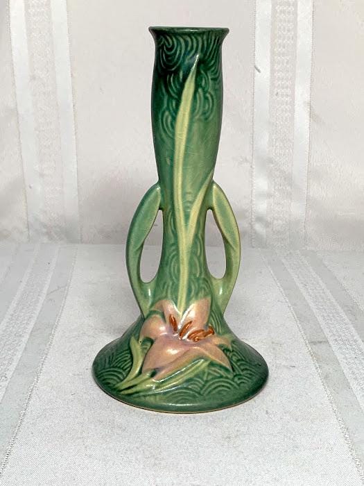 Roseville Pottery, Zephyr Lily, Green Flower Bud Vase, Nice Colors