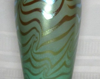 Durand Art Glass, Green King Tut Lamp Base Blank, Tall Vase, Stunning